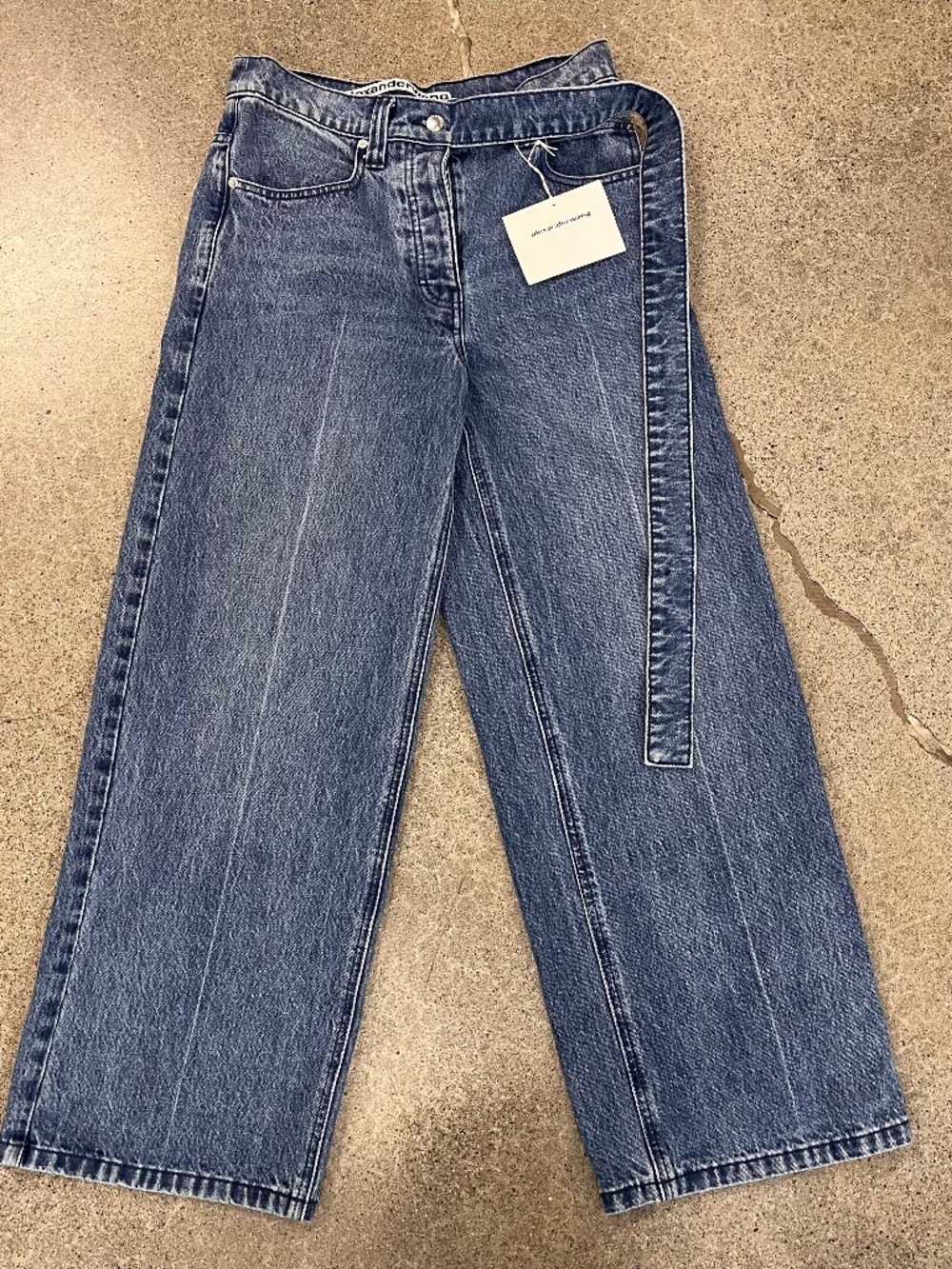 NWT Alexander Wang Raver High-rise Belted Wide Leg Jeans Sz 26 - Picture 10 of 15